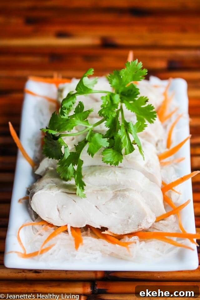 Sous Vide Chinese Drunken Wine Chicken - this is a traditional Chinese chicken recipe that is served cold, often as an appetizer. Sous vide guarantees a moist and juicy chicken