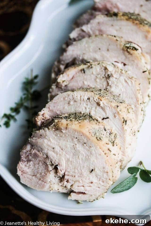 Sous Vide Turkey Breast - moist and tender turkey breast, cooked at 145 degrees