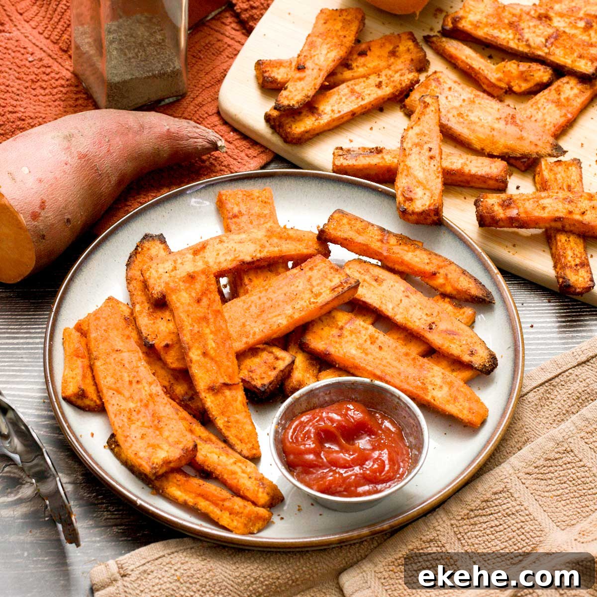 A plate of air fryer sweet potatoes.