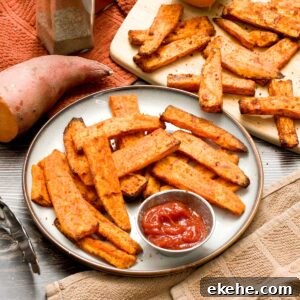 A plate of air fryer sweet potatoes.