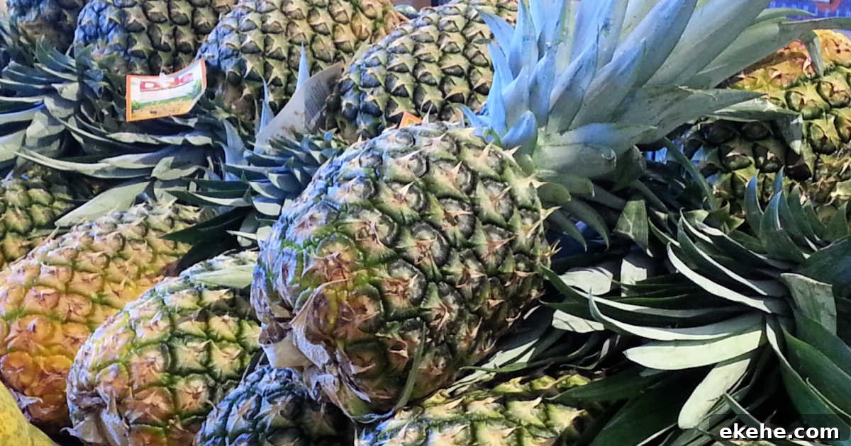 pineapples at grocery store