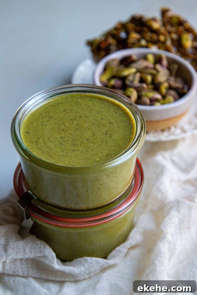 White chocolate pistachio gianduja jars
