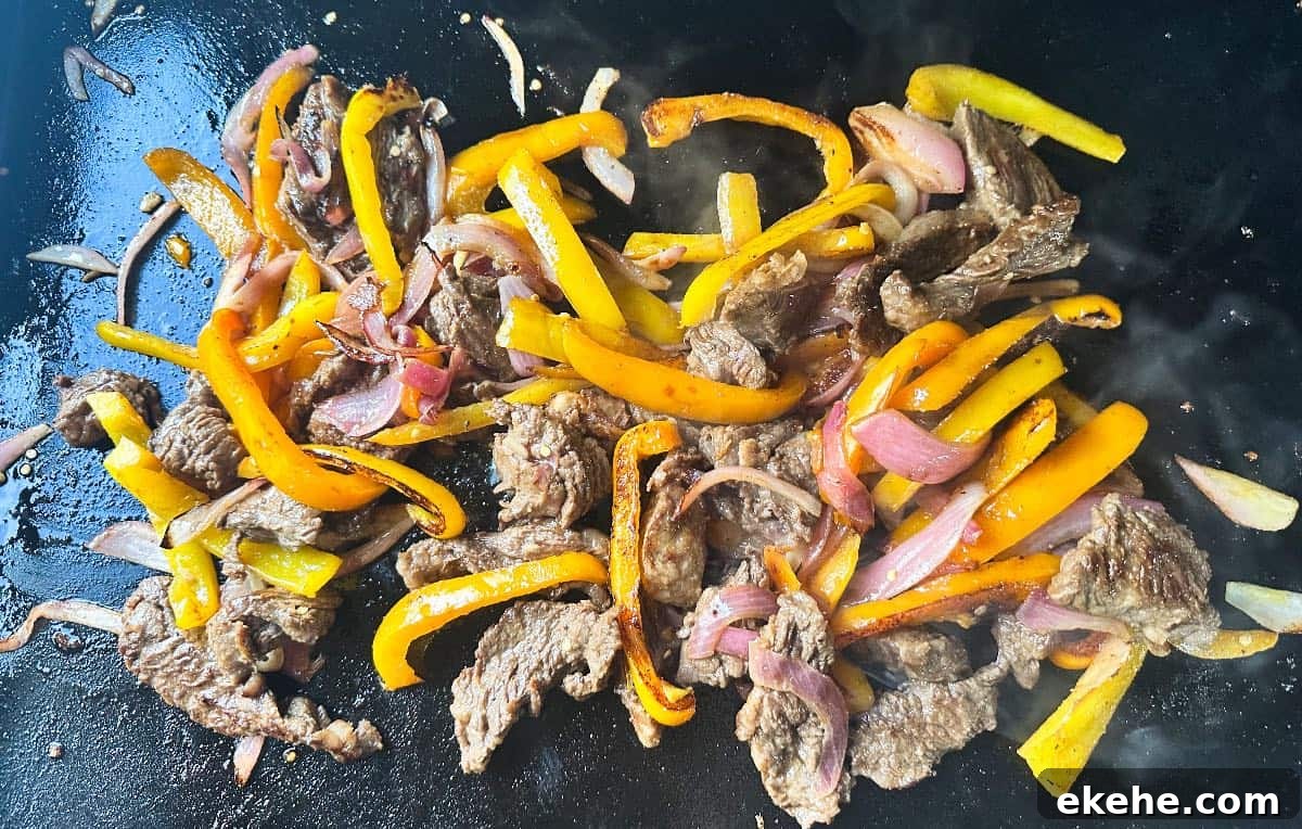 Fajita meat being cooked