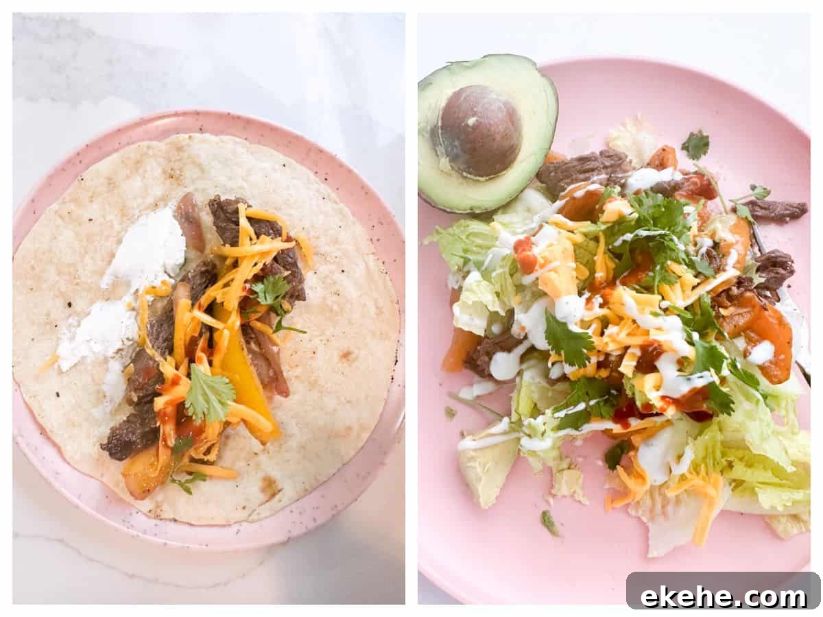steak fajitas and fajita salad