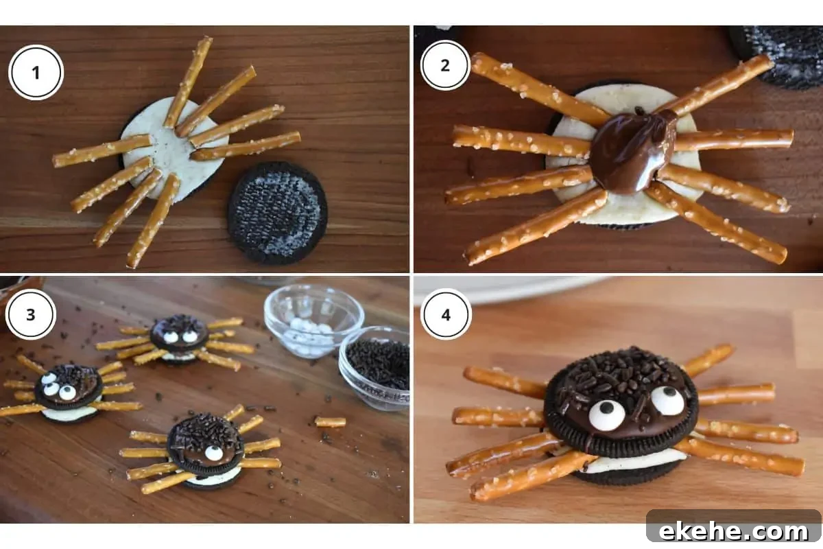 Process shots showing how to make recipe including opening it and placing the pretzel rods inside.