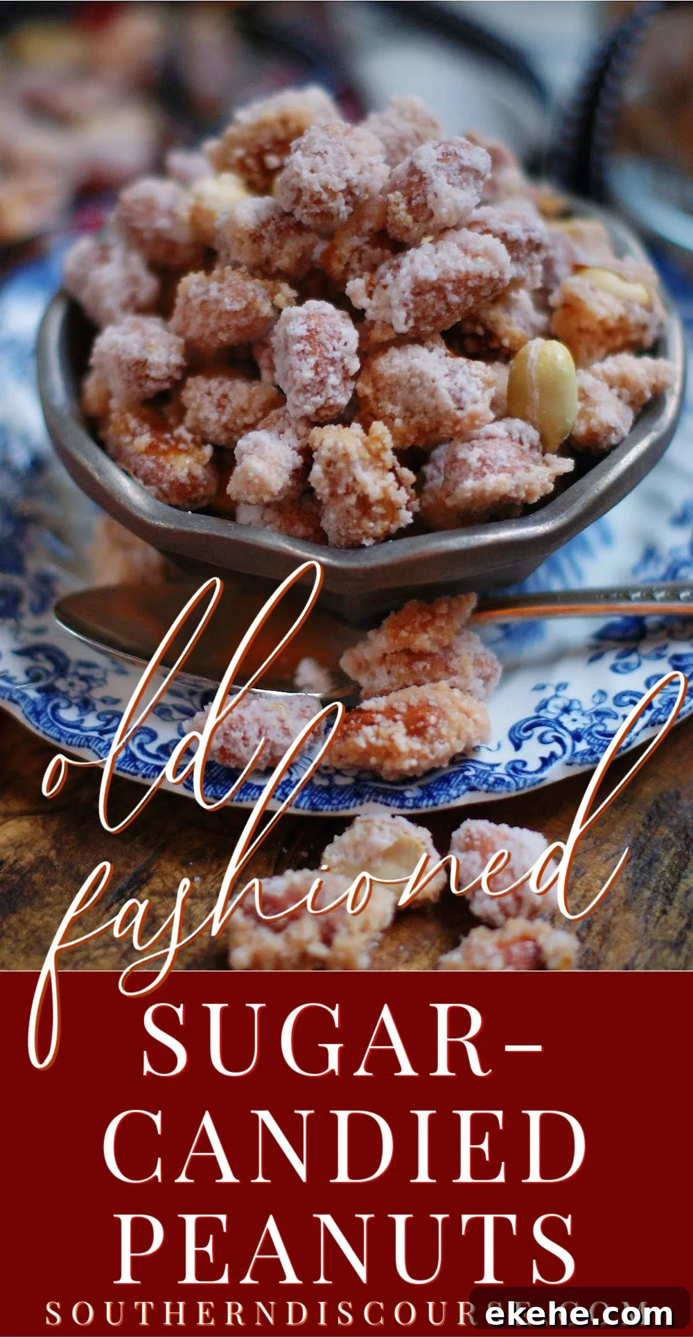 Sugar Candied Peanuts is an easy homemade candy recipe that requires only 3 ingredients and is perfect for the holidays, parties, and tailgates!  Sweet and crunchy with an irresistable nutty flavor, you want be able to stop snacking on this simple, old fashioned treat.