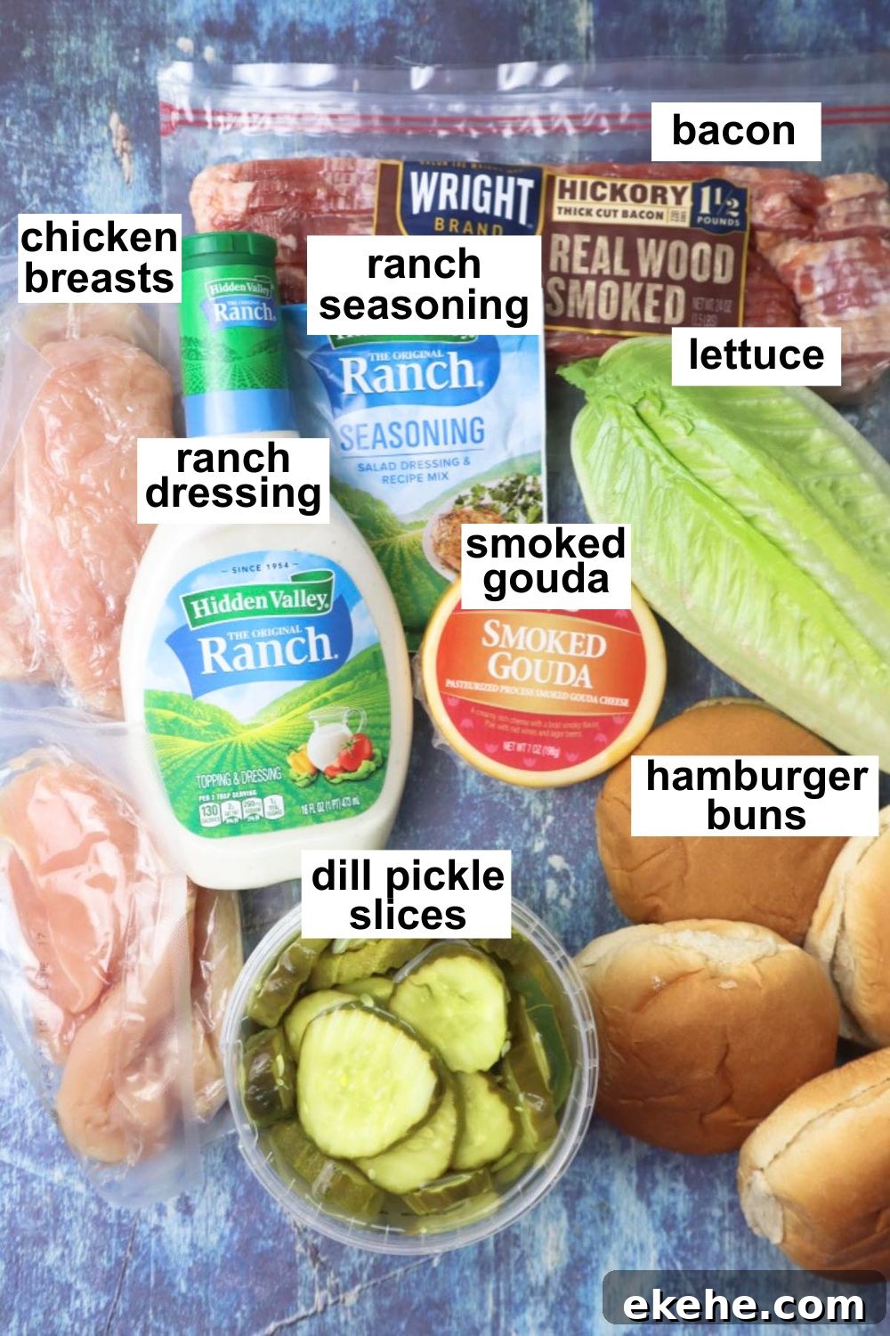 ingredients to make chicken bacon ranch sandwiches
