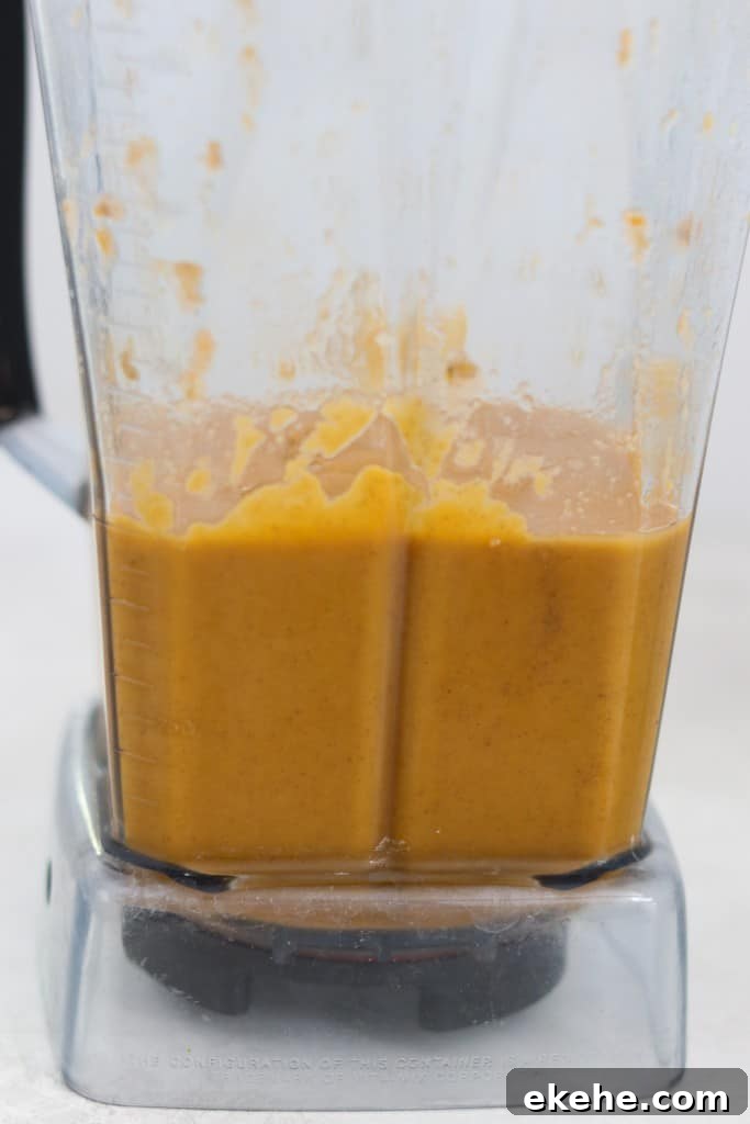 Pureed lentil soup in a blender jar