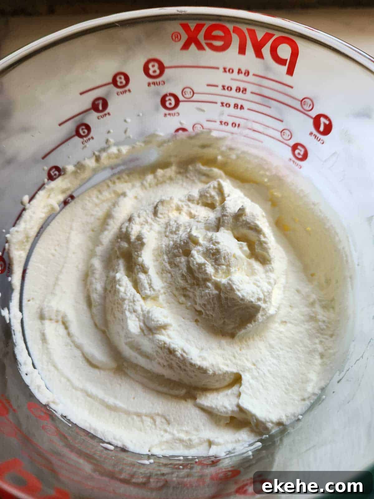Heavy whipped cream in a bowl.