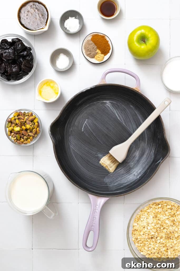 greased skillet for baked oats