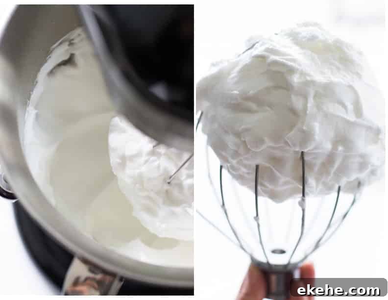 Photos showing how to whip egg whites.