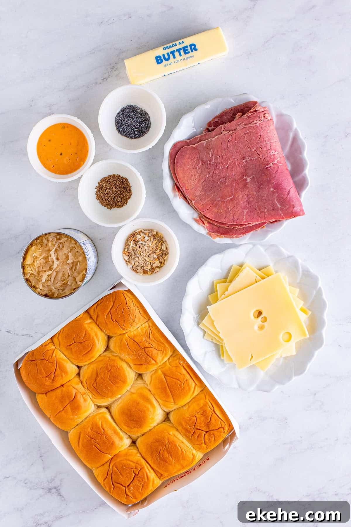 Ingredients needed to make Reuben Sliders.
