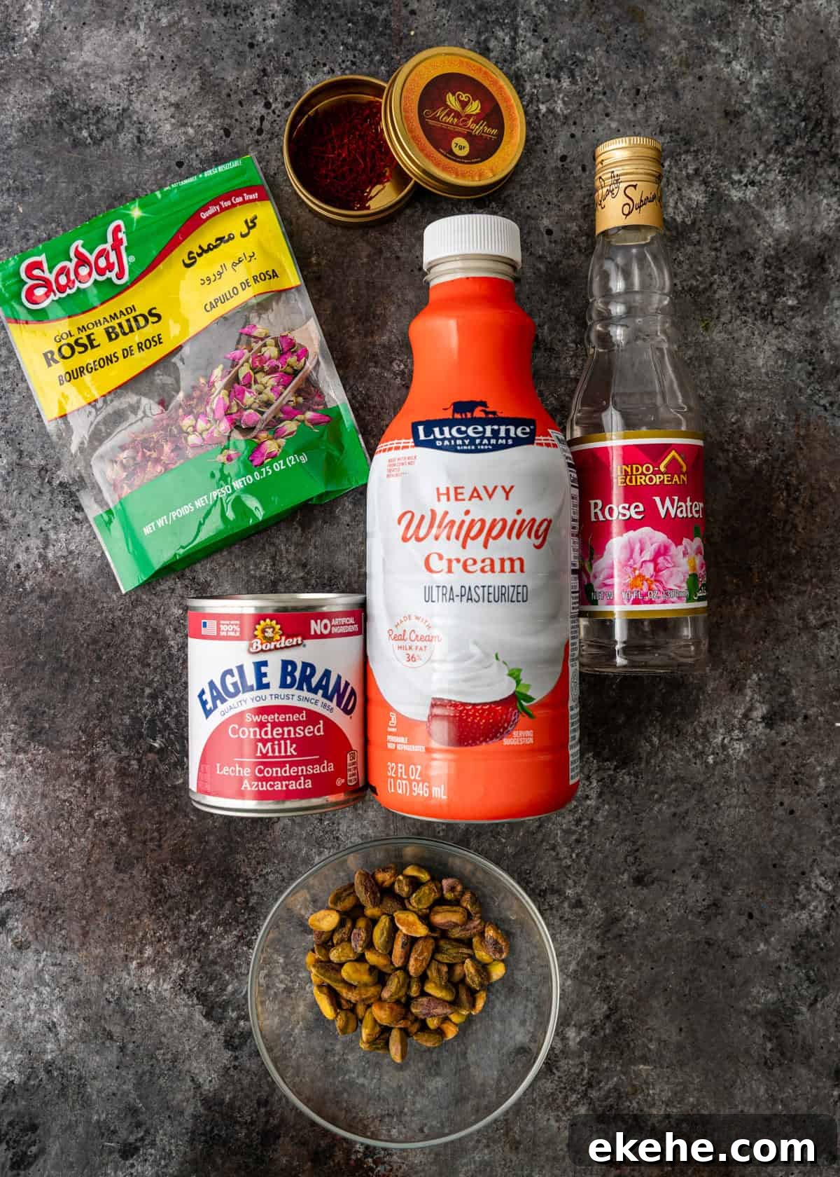 overhead: ingredients needed to make my persian ice cream recipe