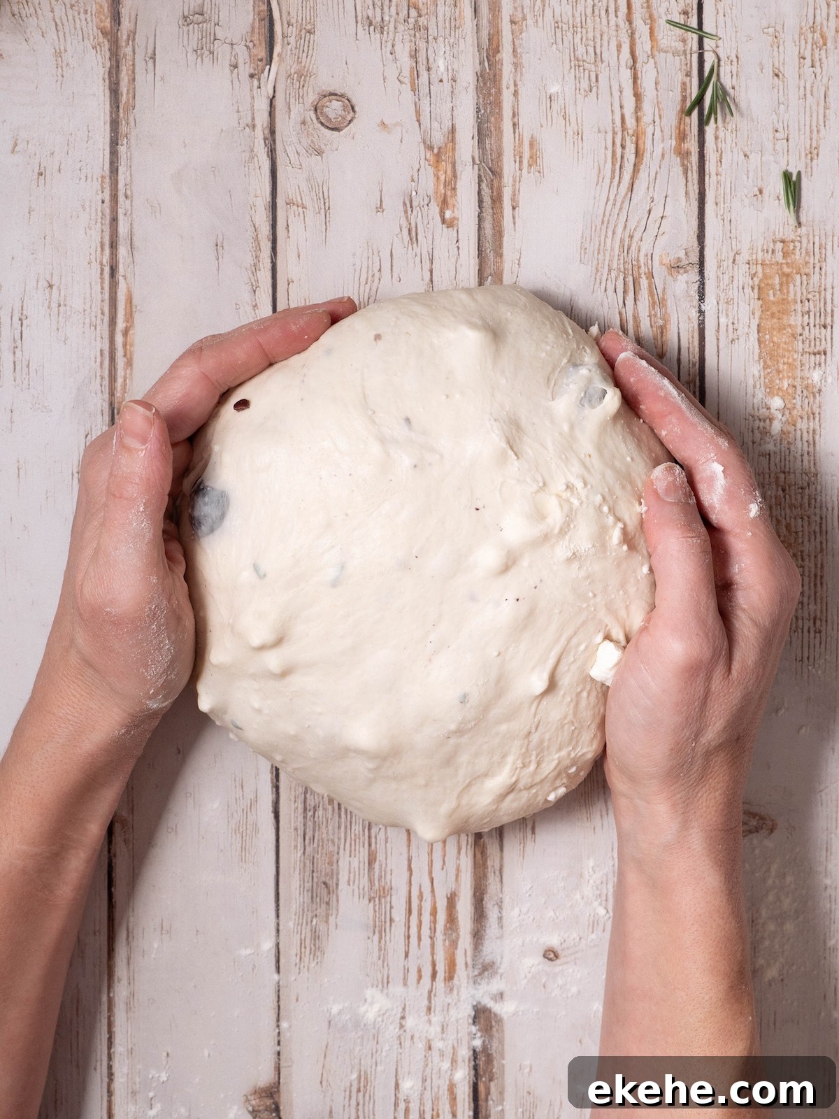 Shaping sourdough into a round boule