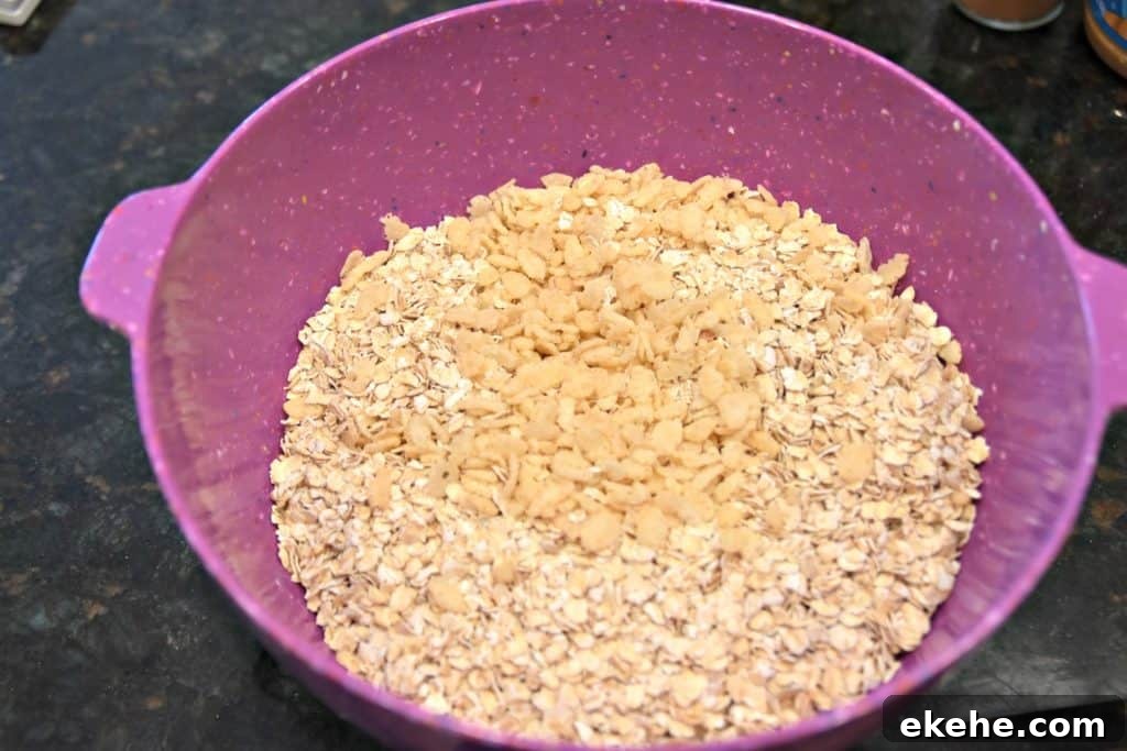 rice krispies and oats in a bowl