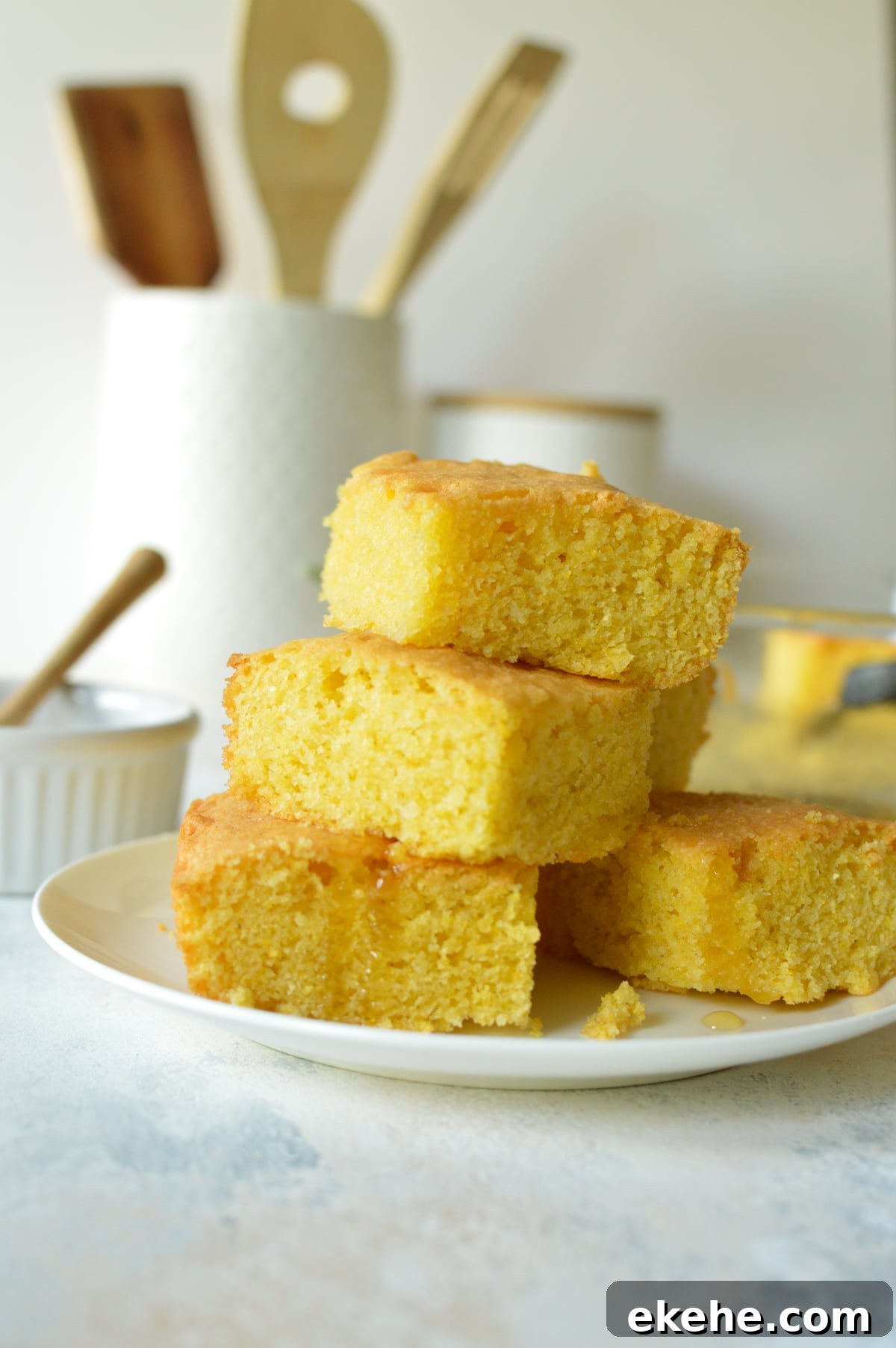 a stack of cornbread. 