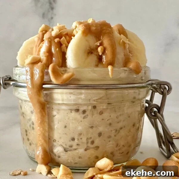 PB2 Overnight Oats Recipe in a jar.