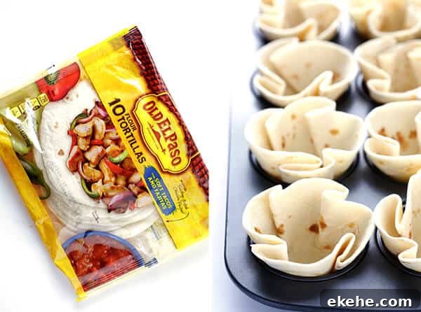 Easy Enchilada Cups -- quick and easy to make with your favorite fillings, and perfect for a party!