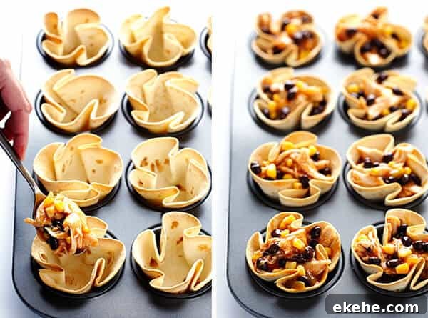 Easy Enchilada Cups -- quick and easy to make with your favorite fillings, and perfect for a party!