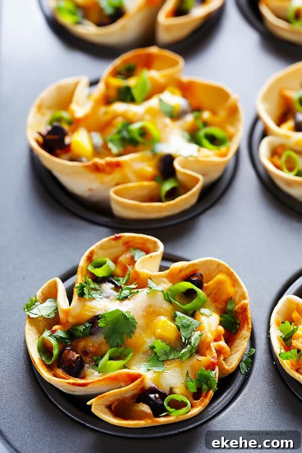 Easy Enchilada Cups -- quick and easy to make with your favorite fillings, and perfect for a party!