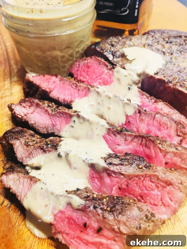 Flat Iron Steak with Whiskey Cream Sauce
