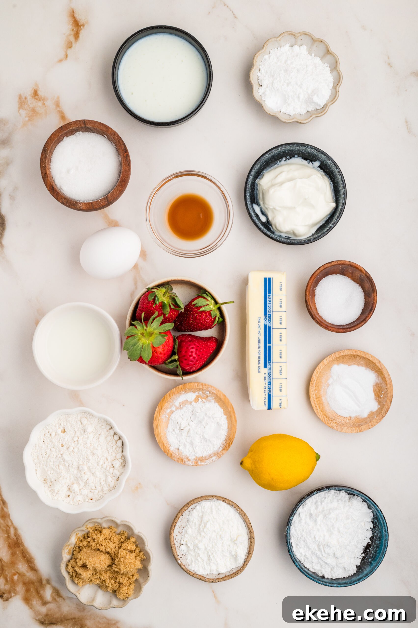 Strawberry Coffee Cake ingredients laid out
