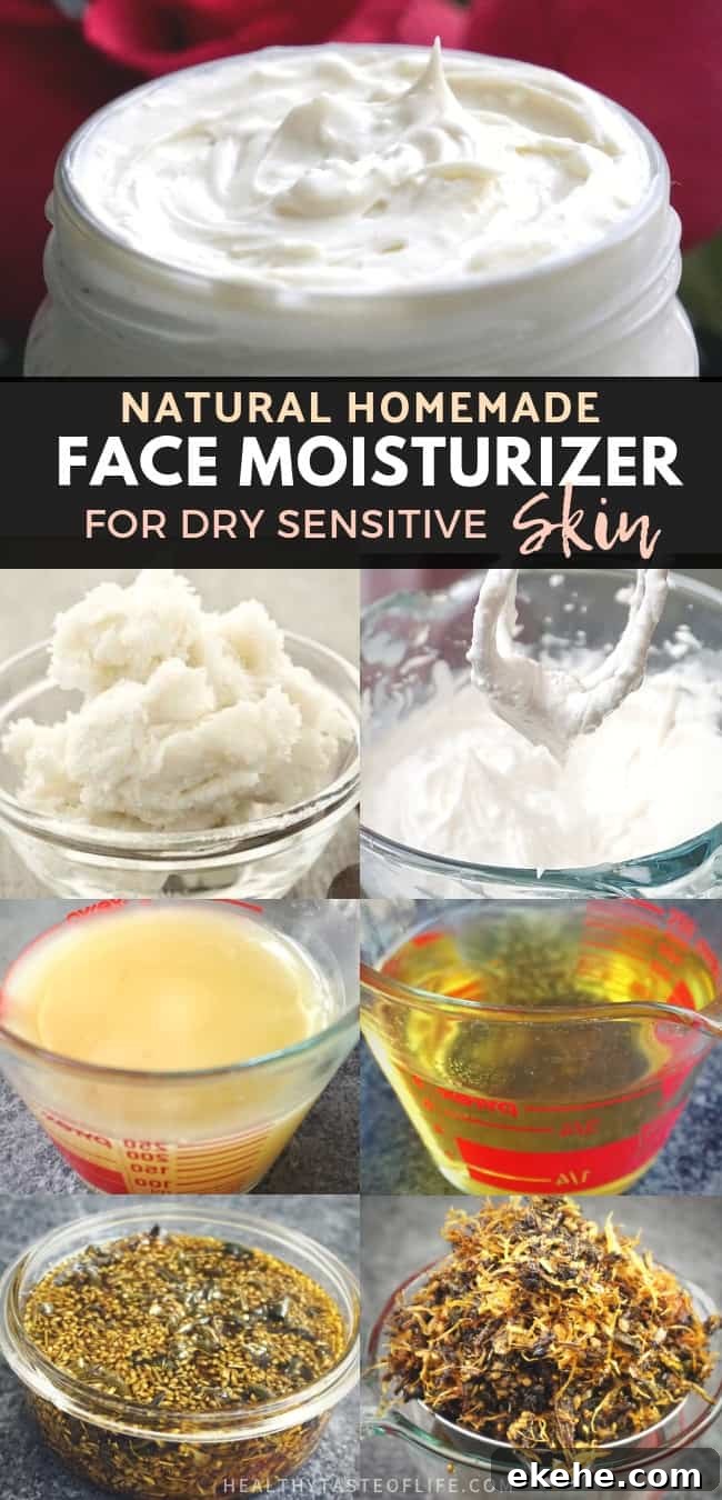 DIY Natural Homemade Face Moisturizer for Dry Sensitive Skin – ultra hydrating and calming.