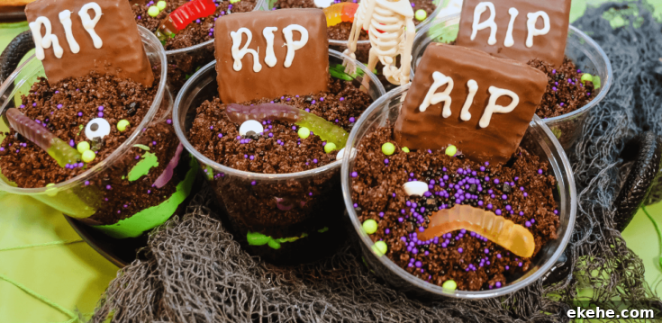 Gravestone Dirt Cupcakes in a Cup