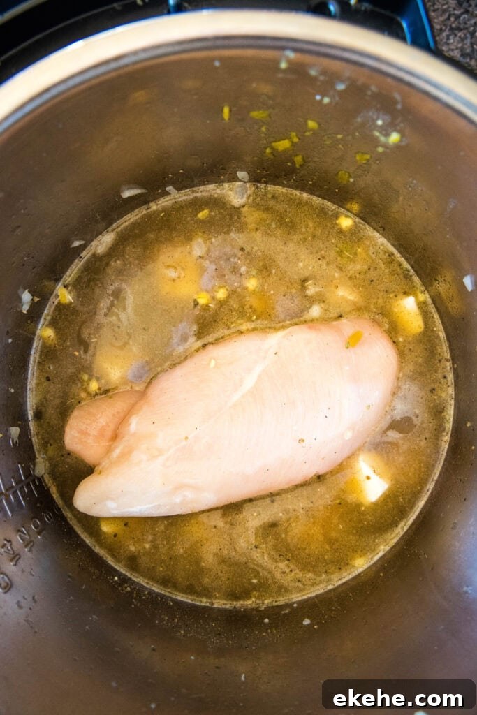 all ingredients in the Instant pot for chicken chili