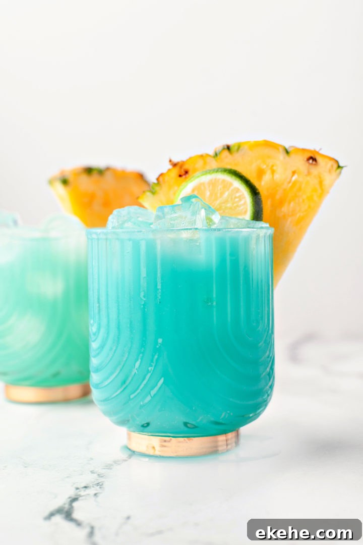 blue hawaiian cocktails ready to serve