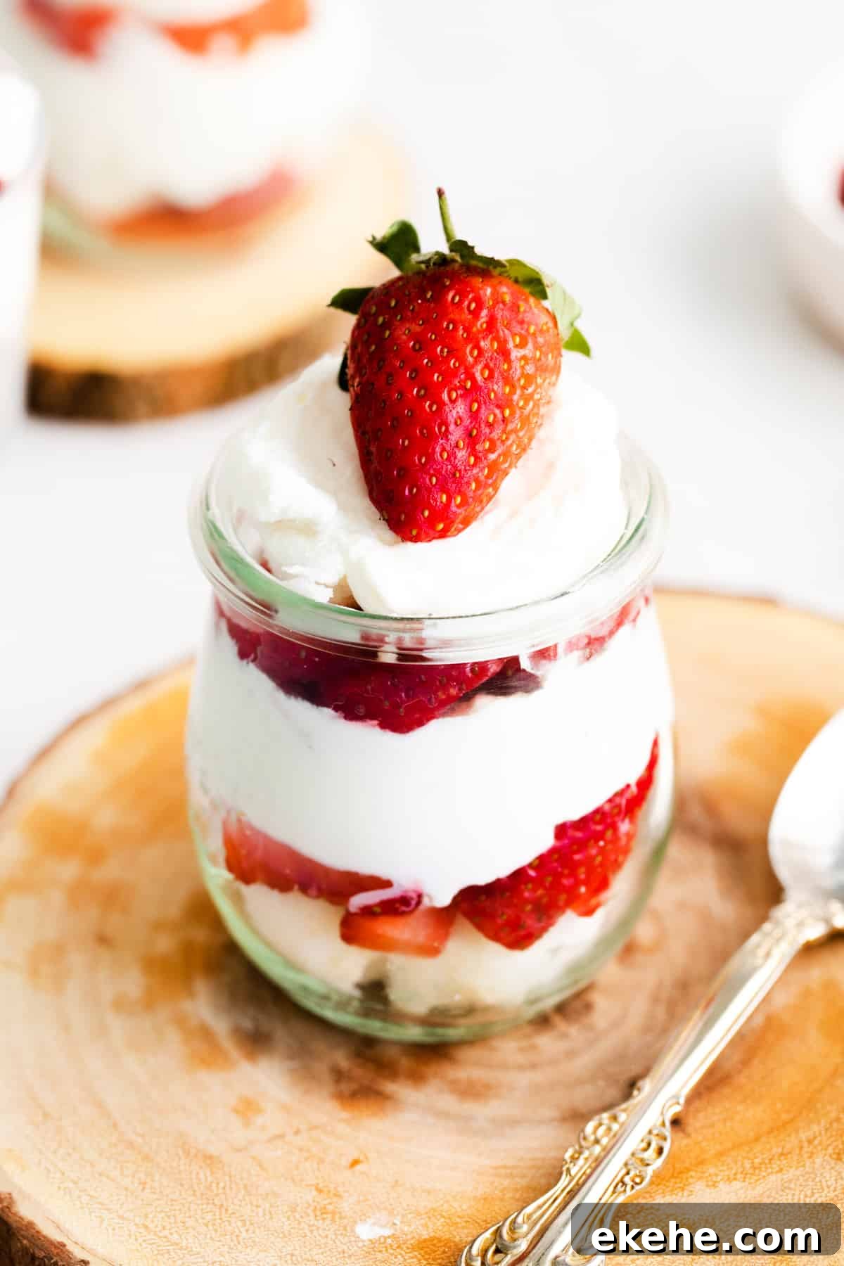 individual size strawberry trifle in glass cup