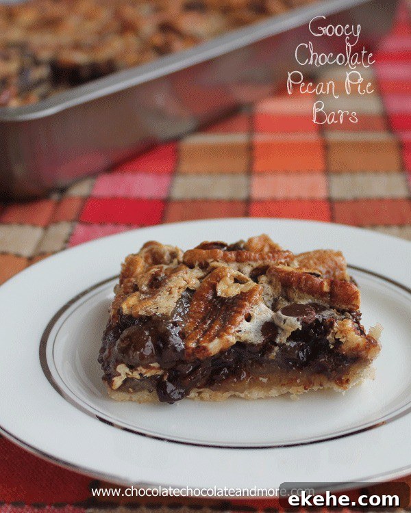 Gooey Chocolate Pecan Pie Bars close-up