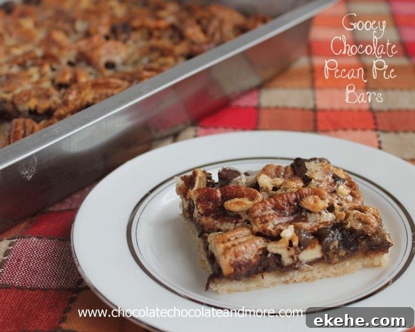 Chocolate Pecan Pie Bars stacked