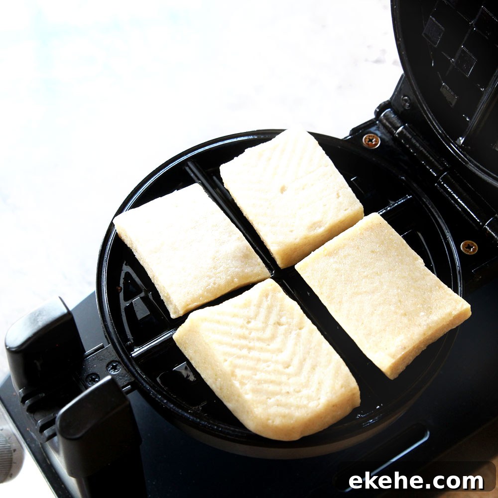 using a waffle iron to waffle mochi
