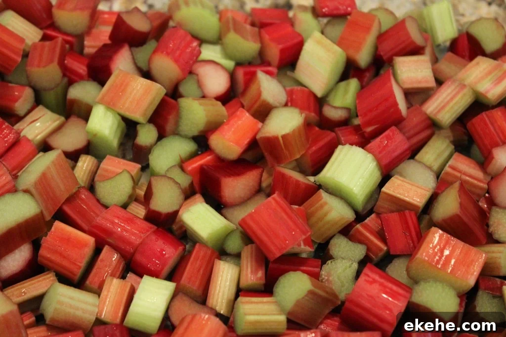 the rhubarb is cut