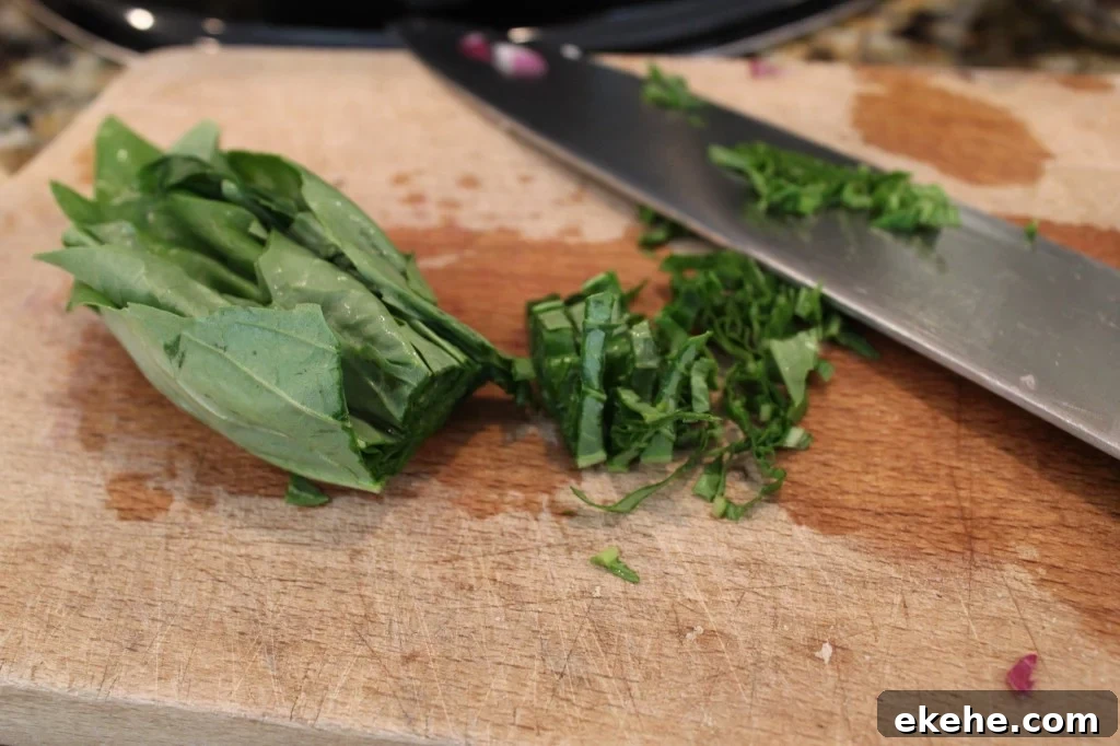 chiffonade of basil