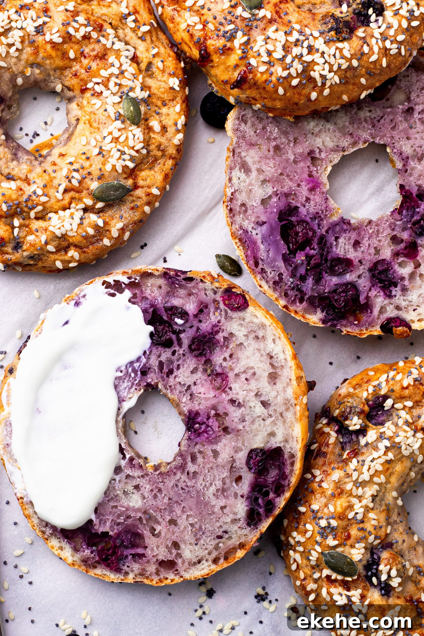 high protein bagels with blueberries