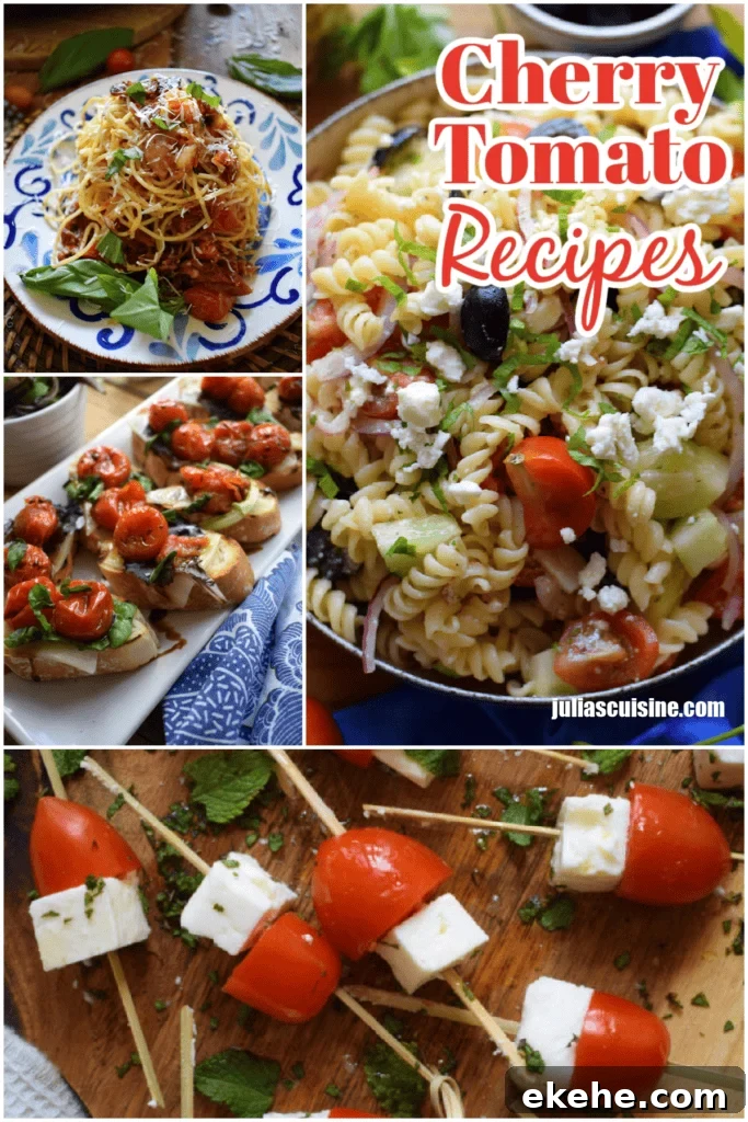 Cherry tomato recipe collage.