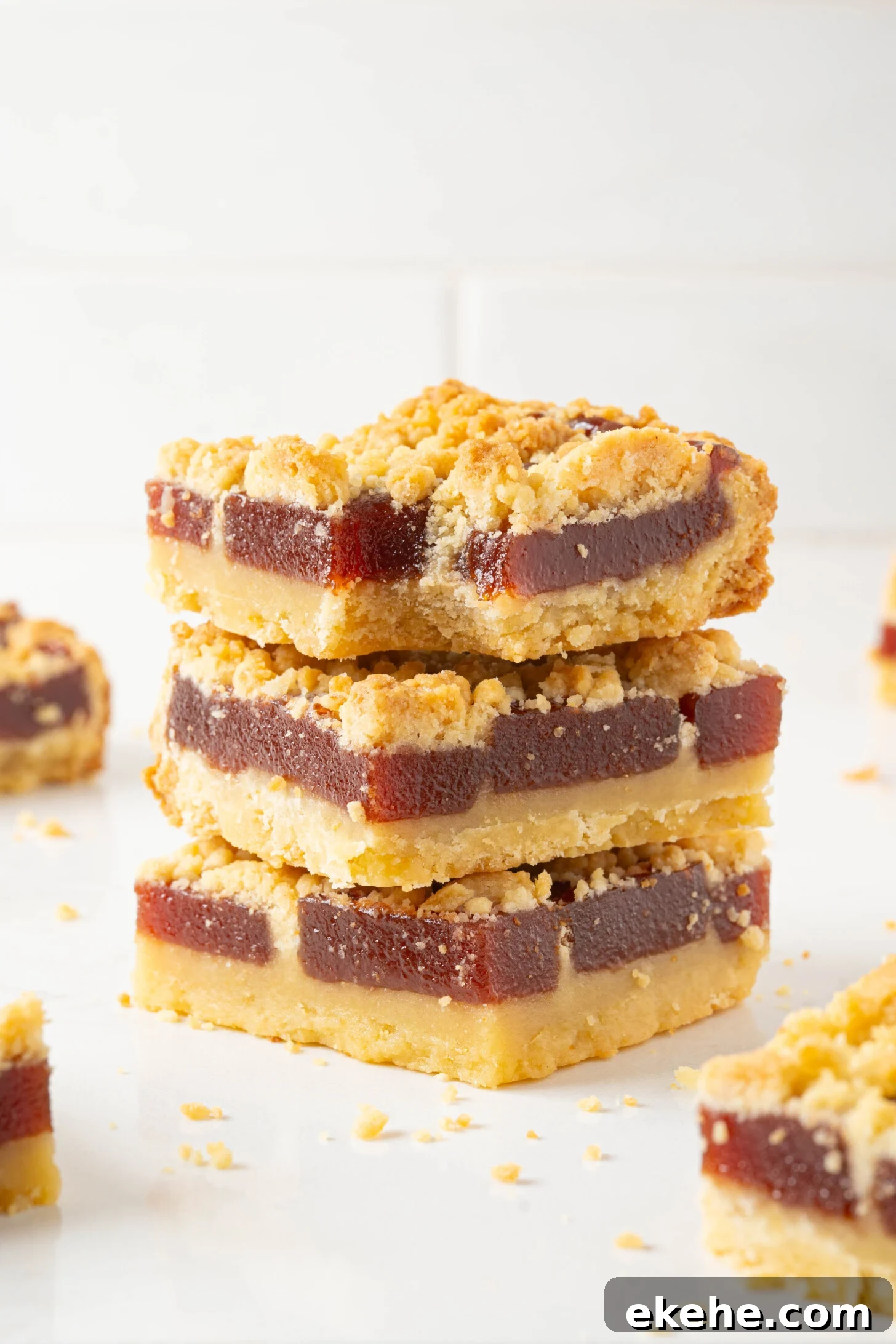 Guava bars on a counter.