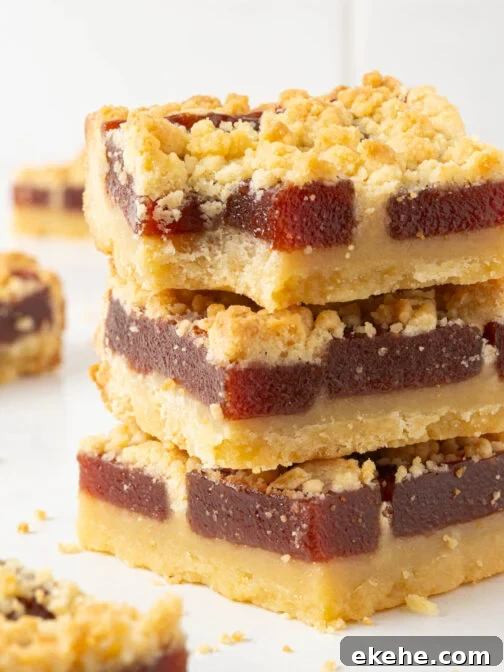 Guava bars on a counter.