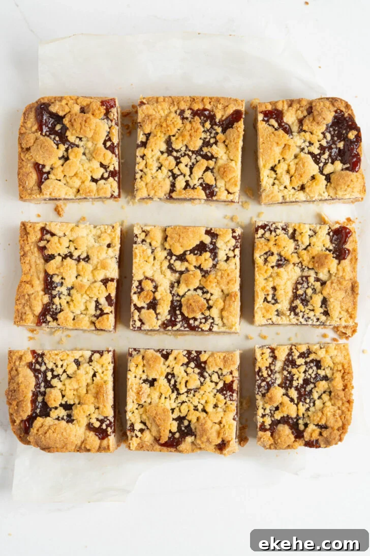 Guava bars sliced on a counter.