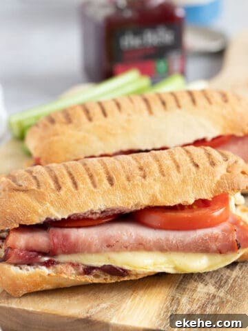 Gourmet air fryer panini on a wooden board.