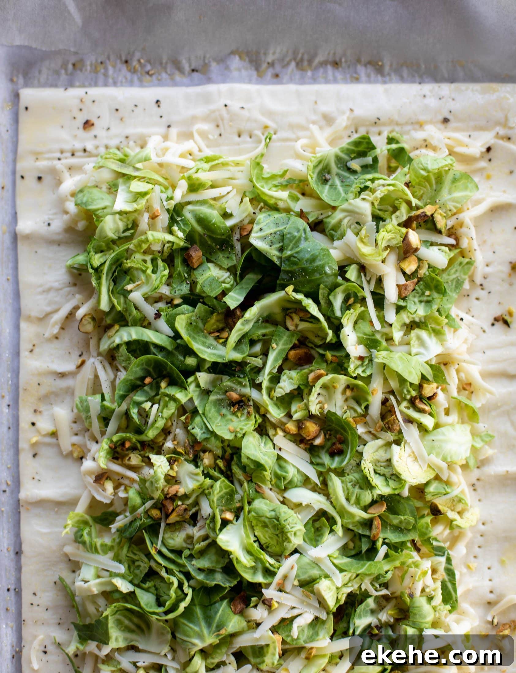 puff pastry with brussels sprouts