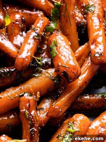 honey glazed carrots with herb garnish