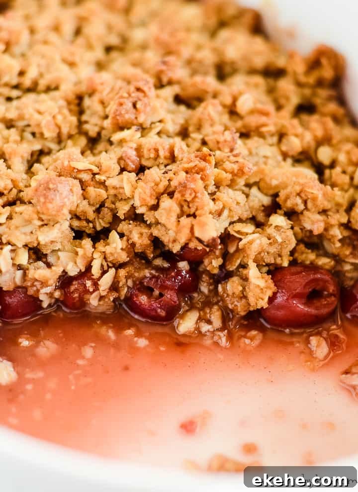 pan of cherry crumble