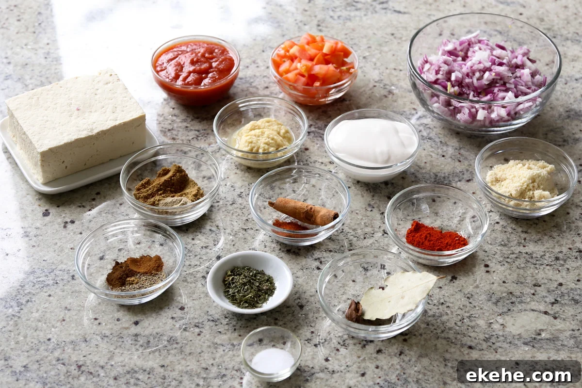 chicken angara ingredients in bowls on the kitchen counter
