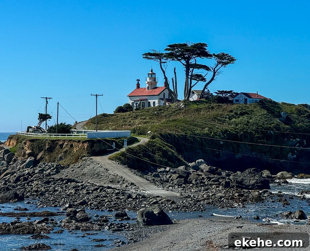 lighthouse on an island near shore