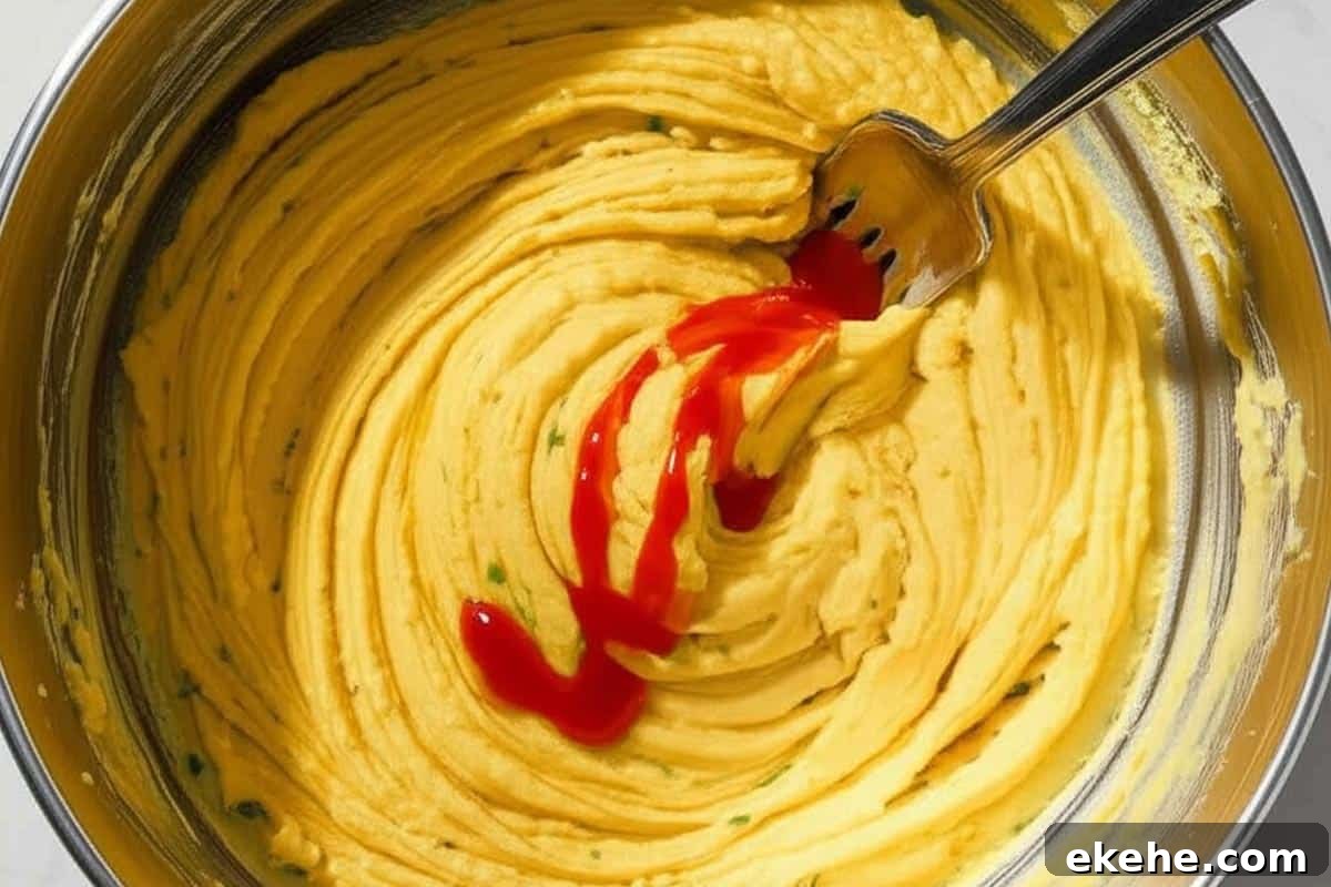 Mixture with a bit of Tabasco in a bowl.