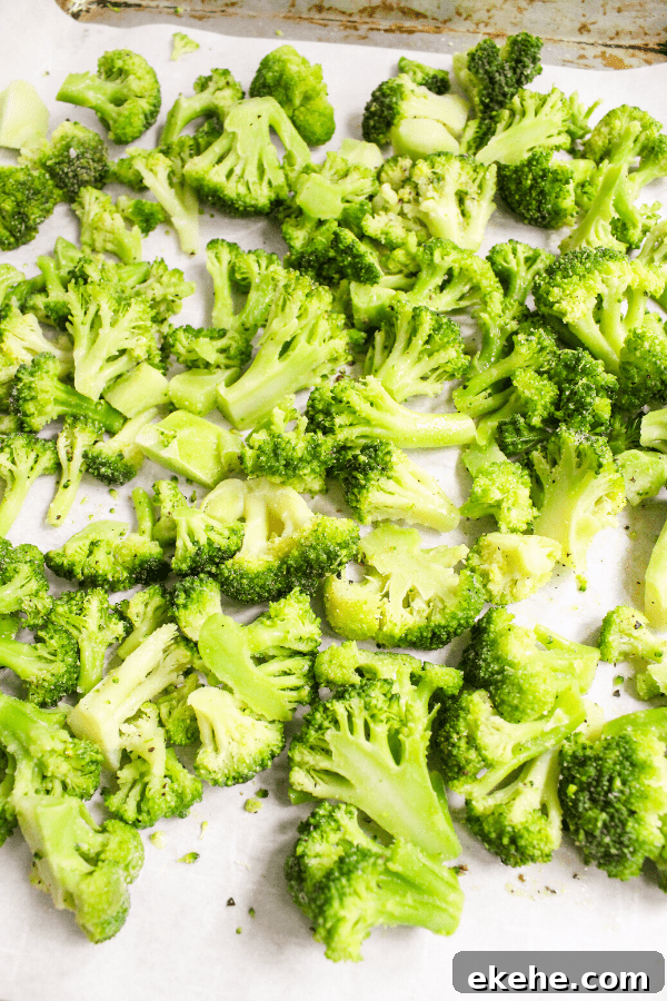 roasted frozen broccoli on sheet pan