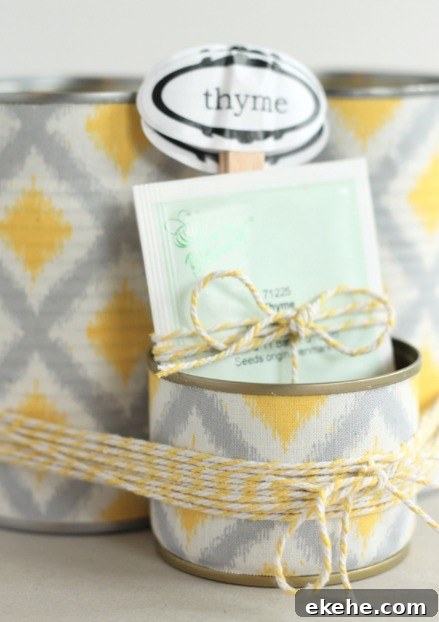 Recycled Tin Can Herb Planter Plus Printable Herb Markers